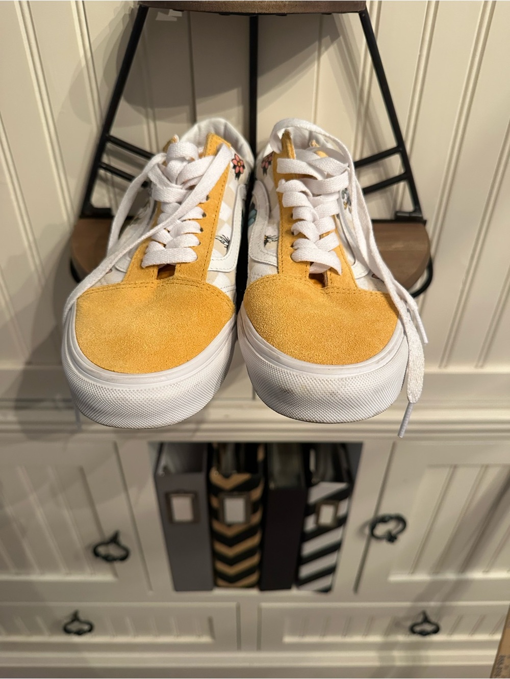 Vans Old Skool Garden Check Yellow Suede Floral Bee Sneakers Size US Women 9 - Picture 6 of 8